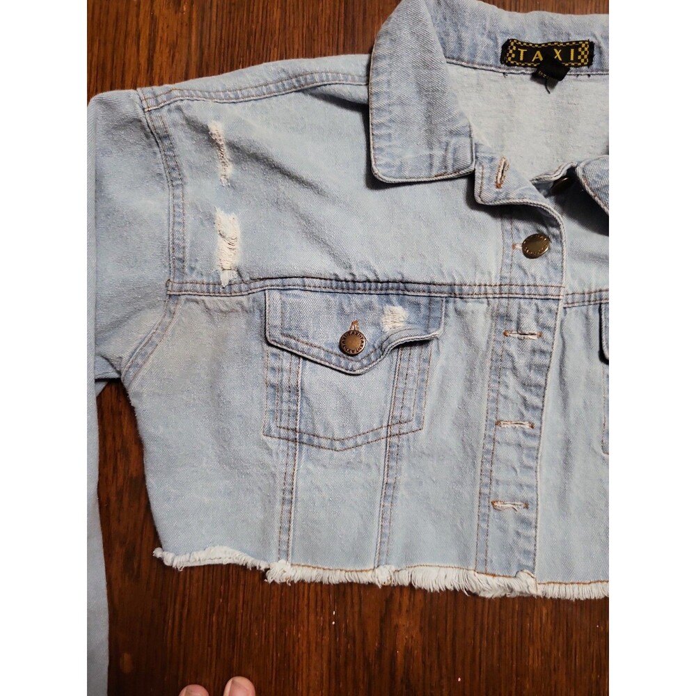 Denim Jacket Cropped With Fringe Size M - Picture 5 of 7